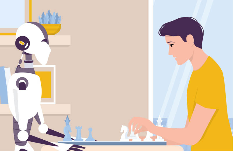 ربات و مرد شطرنج باز